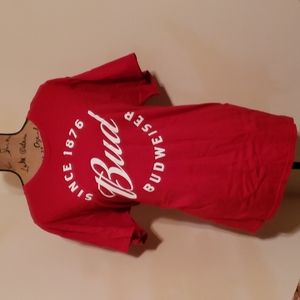 Red Budweiser Tee shirt.